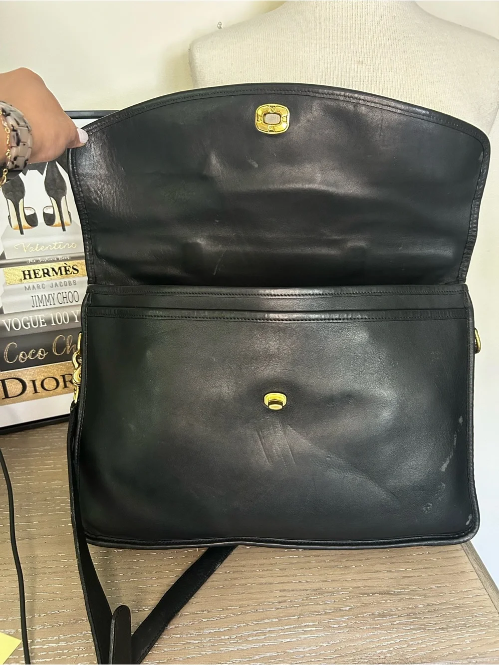 Coach Lexington G03 5265 black leather briefcase Brass  Messenger Bag Vintage